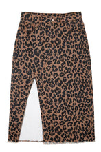 Load image into Gallery viewer, Brown Leopard Print Denim Skirt