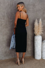 Load image into Gallery viewer, Black Buttoned Ribbed Dress
