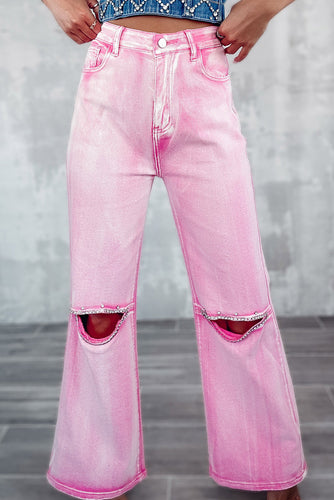 Pink Washed Rhinestone Jeans