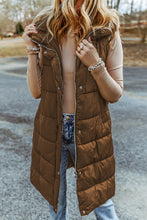 Load image into Gallery viewer, Chestnut Hooded Long Quilted Vest Coat
