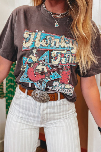 Honky Tonk Honey Graphic Tee - authentic country fashion from Working Bull