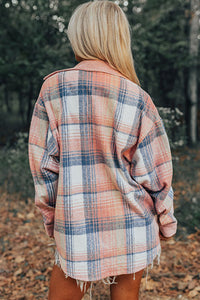 Pink Plaid Corduroy Shacket