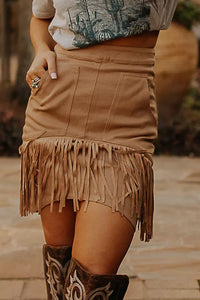 Soft Brown Skirt with Tassels and Pockets!