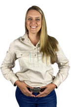 Load image into Gallery viewer, Pilbara Womens Workshirt Half button - Comfortable Tan