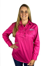 Load image into Gallery viewer, Pilbara Womens Workshirt Half button - Fun Pink