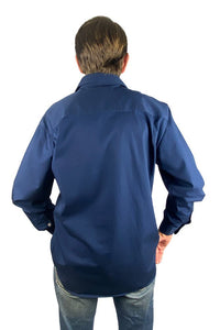 Pilbara Mens Workshirt Half button - Hardworking Navy