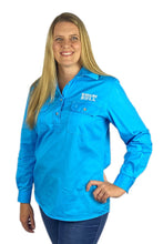 Load image into Gallery viewer, Pilbara Womens Workshirt Half button - Working Blue