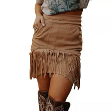 Load image into Gallery viewer, Soft Brown Skirt with Tassels and Pockets!